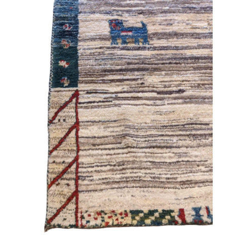 160 x 100 cm Persian Gabbeh Tribal Tribal Beige Rug - Rugmaster