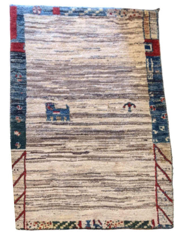 160 x 100 cm Persian Gabbeh Tribal Tribal Beige Rug - Rugmaster