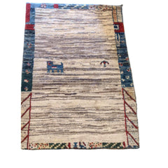 160 x 100 cm Persian Gabbeh Tribal Tribal Beige Rug - Rugmaster