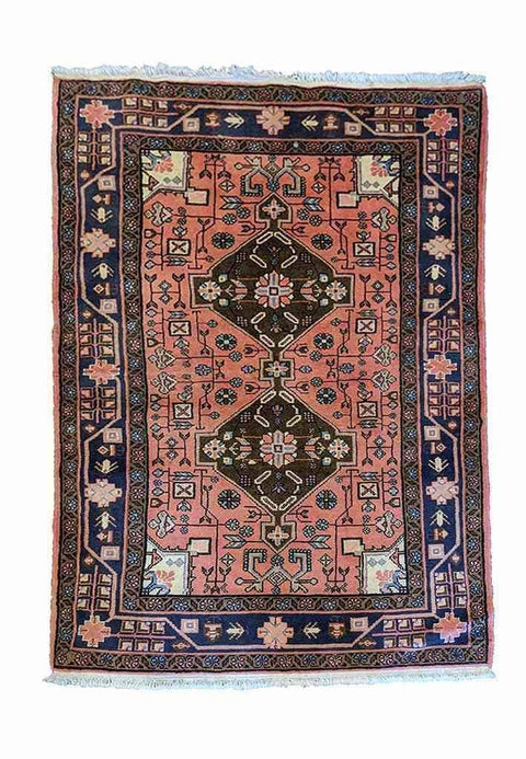 160 x 100 cm Persian Hamadan Traditional Pink Rug - Rugoutlet