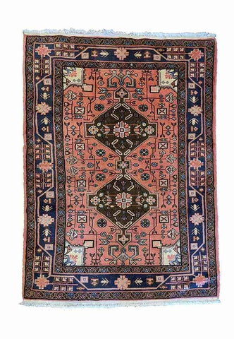 160 x 100 cm Persian Hamadan Traditional Pink Rug - Rugoutlet