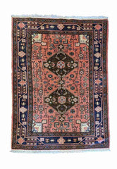 160 x 100 cm Persian Hamadan Traditional Pink Rug - Rugmaster