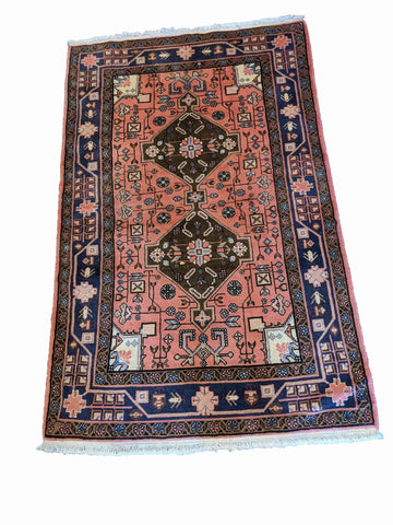 160 x 100 cm Persian Hamadan Traditional Pink Rug - Rugoutlet
