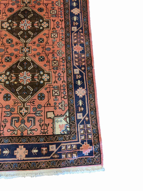 160 x 100 cm Persian Hamadan Traditional Pink Rug - Rugoutlet