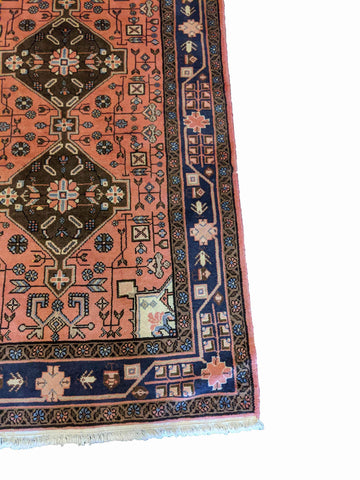 160 x 100 cm Persian Hamadan Traditional Pink Rug - Rugoutlet