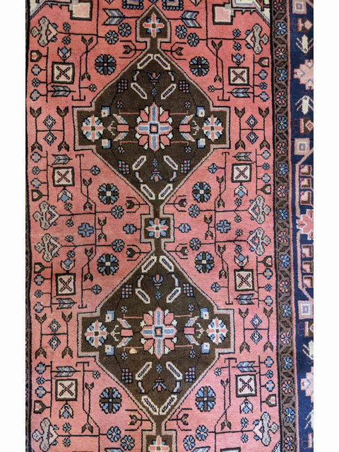 160 x 100 cm Persian Hamadan Traditional Pink Rug - Rugoutlet