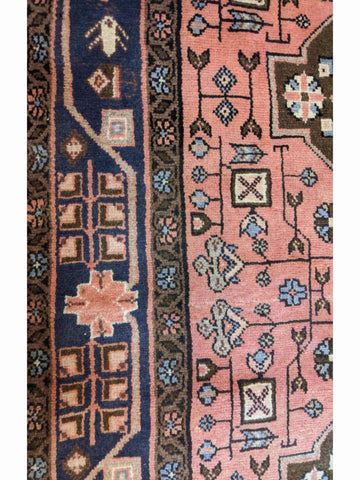 160 x 100 cm Persian Hamadan Traditional Pink Rug - Rugoutlet