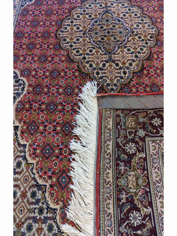 160 x 102 cm Tabriz Mahi Traditional Red Rug - Rugoutlet