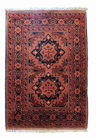 160 x 106 cm mohammadi Khan Geometric Terracotta Rug - Rugoutlet