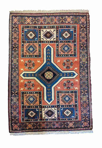 160 x 107 cm Yalameh Tribal Blue Rug - Rugoutlet