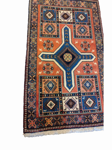 160 x 107 cm Yalameh Tribal Blue Rug - Rugoutlet