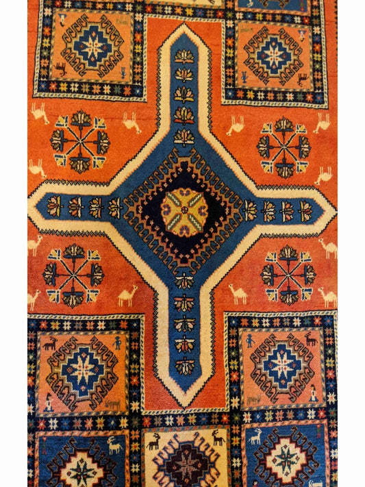 160 x 107 cm Yalameh Tribal Blue Rug - Rugoutlet