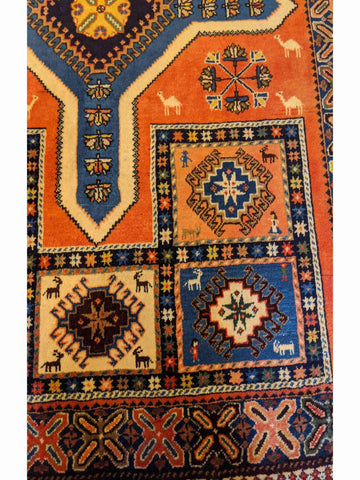 160 x 107 cm Yalameh Tribal Blue Rug - Rugoutlet