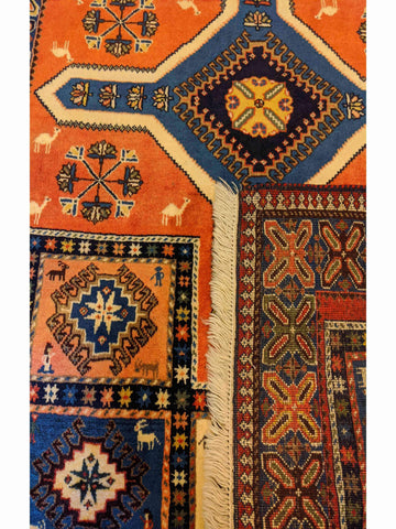 160 x 107 cm Yalameh Tribal Blue Rug - Rugoutlet