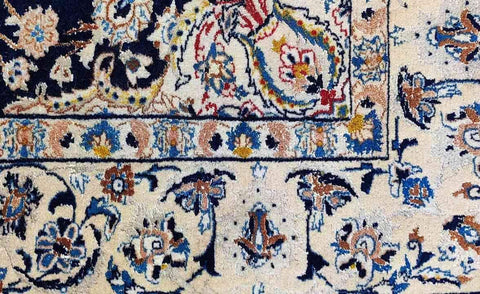 160 x 110 cm Fine Persian Nain Traditional Blue Rug - Rugoutlet