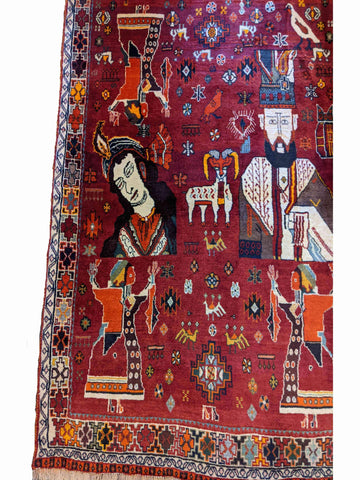 160 x 115 cm qashqai Tribal Red Rug - Rugoutlet