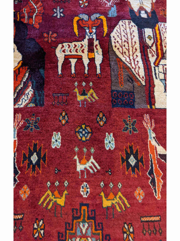160 x 115 cm qashqai Tribal Red Rug - Rugoutlet