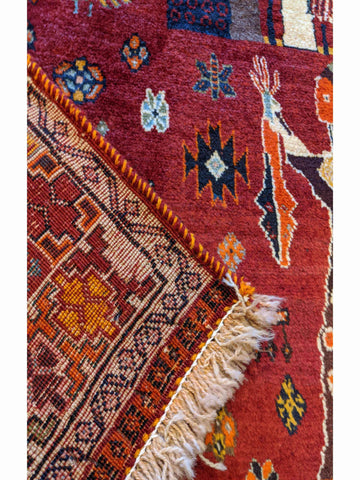 160 x 115 cm qashqai Tribal Red Rug - Rugoutlet