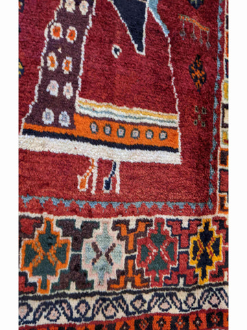 160 x 115 cm qashqai Tribal Red Rug - Rugoutlet