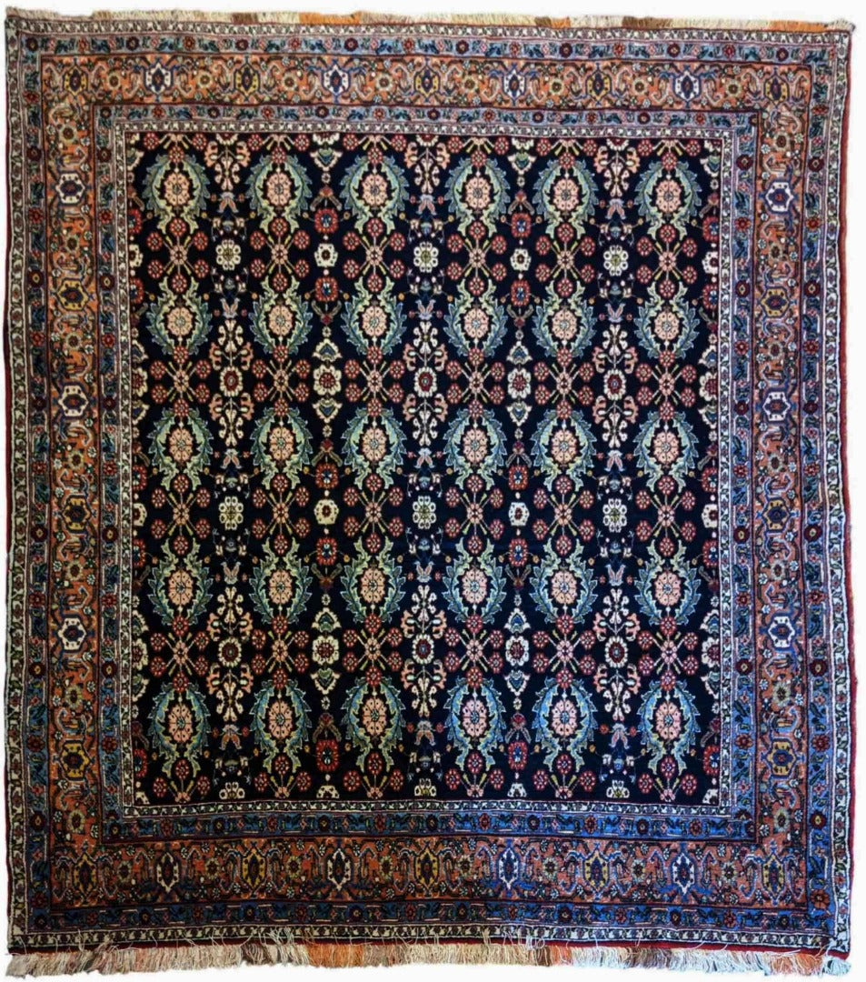 160 x 145 cm Silk foundation Geometric Blue Rug - Rugoutlet