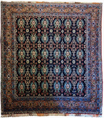 160 x 145 cm Silk foundation Geometric Blue Rug - Rugoutlet