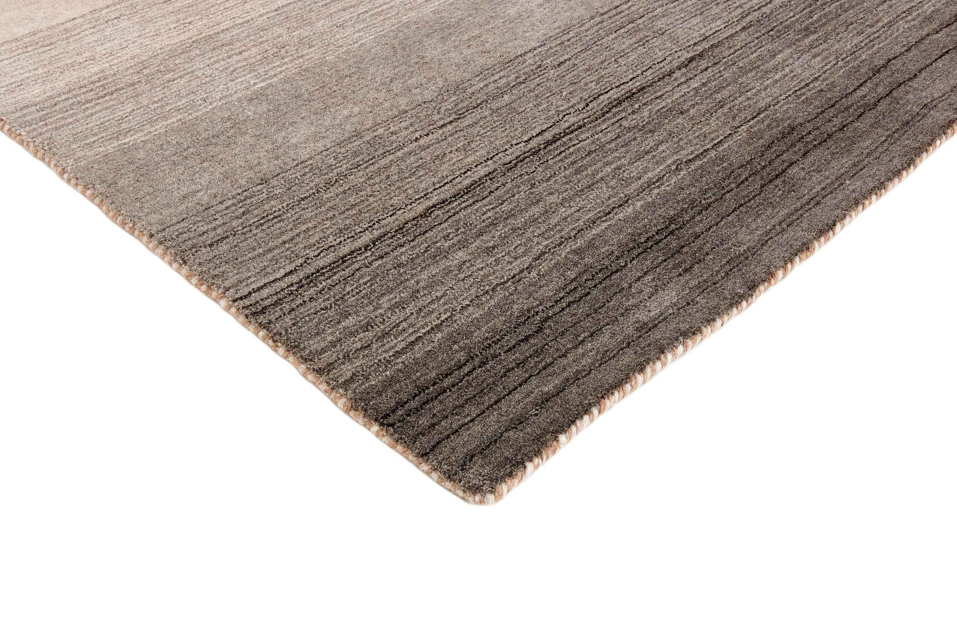 160x90 cm wool Beige & Brown Rug-HLC200106 - Rugoutlet