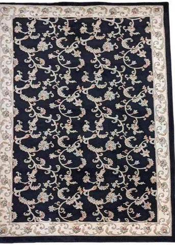 160 x 230 cm powerloom Traditional Black Rug - Rugoutlet