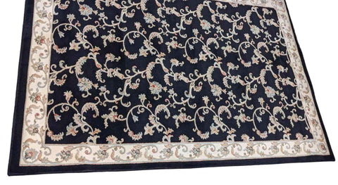 160 x 230 cm powerloom Traditional Black Rug - Rugmaster