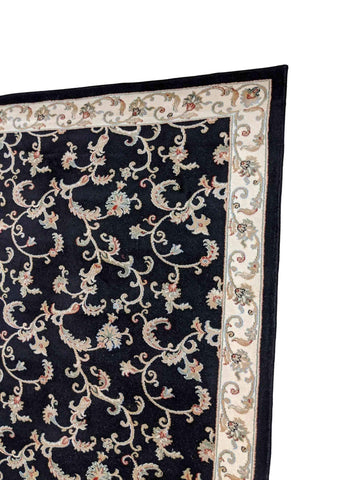 160 x 230 cm powerloom Traditional Black Rug - Rugoutlet