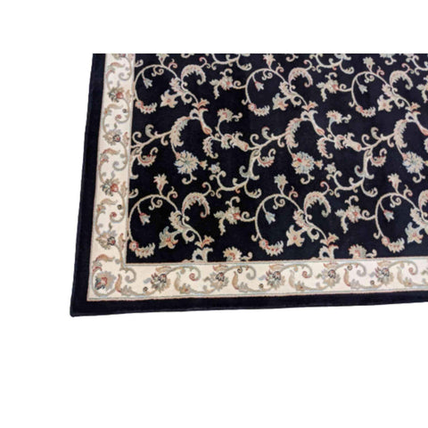 160 x 230 cm powerloom Traditional Black Rug - Rugoutlet