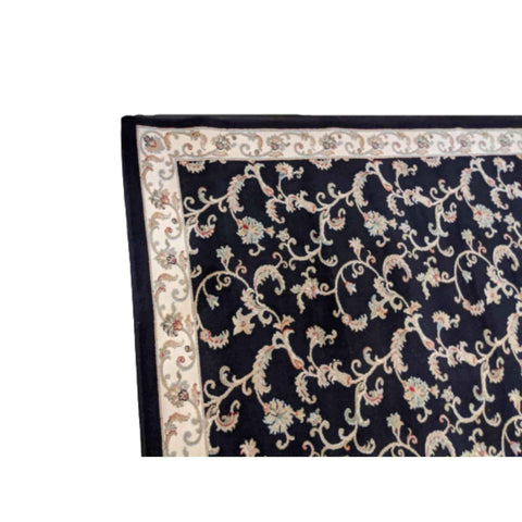 160 x 230 cm powerloom Traditional Black Rug - Rugoutlet