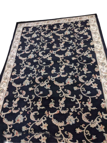 160 x 230 cm powerloom Traditional Black Rug - Rugoutlet