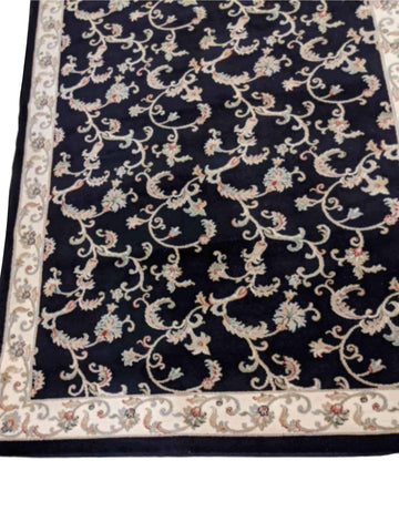 160 x 230 cm powerloom Traditional Black Rug - Rugmaster