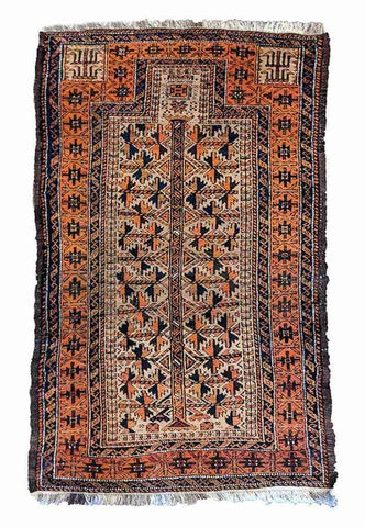 160 x 80 cm Old Persian Baluch tree prayer Antique Brown Rug - Rugoutlet