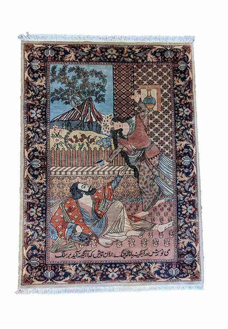 160 x 90 cm Fine Persian Tabriz Pictorial Rug - Rugoutlet