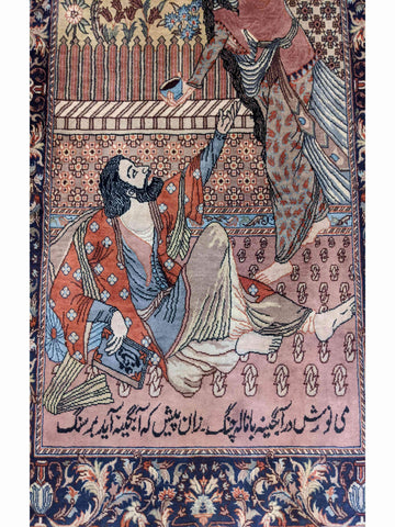 160 x 90 cm Fine Persian Tabriz Pictorial Rug - Rugoutlet