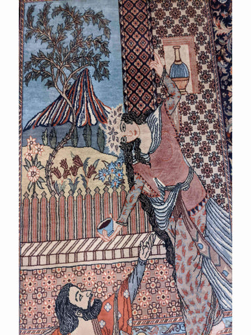 160 x 90 cm Fine Persian Tabriz Pictorial Rug - Rugoutlet