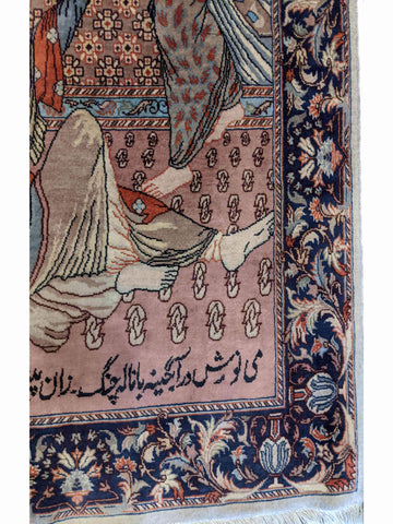 160 x 90 cm Fine Persian Tabriz Pictorial Rug - Rugoutlet