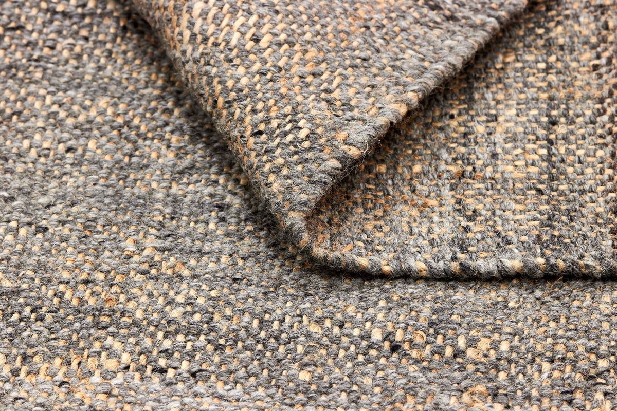 160x90 cm  Indian Wool Multicolor Rug-200024WD, Dark Grey