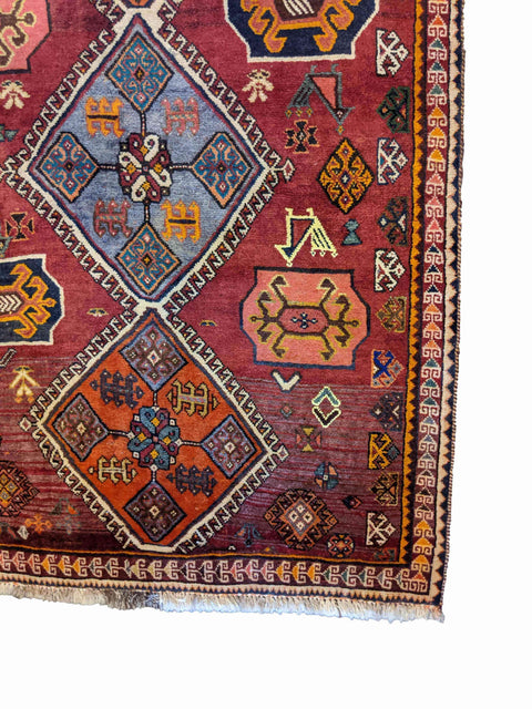 162 x 107 cm qashqai Tribal Brown Rug - Rugoutlet
