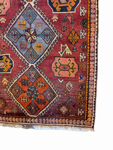 162 x 107 cm qashqai Tribal Brown Rug - Rugoutlet