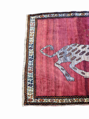 162 x 130 cm Animal Design Qashqai Tribal Red Lion Rug - Rugoutlet