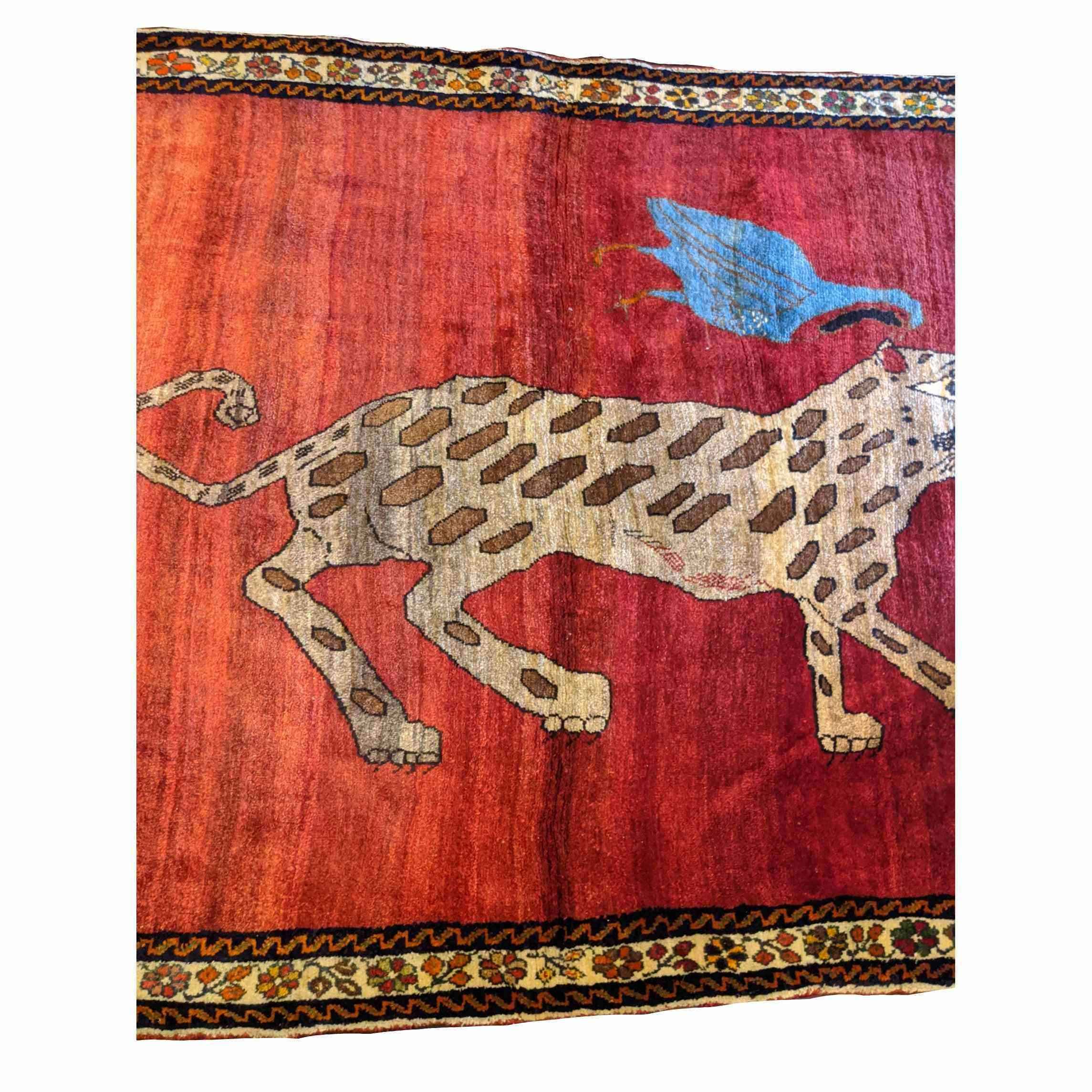 162 x 130 cm Animal Design Qashqai Tribal Red Rug - Rugmaster