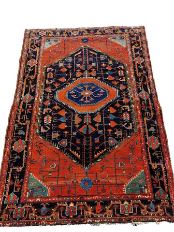 164 x 123 cm Antique Malayer Traditional Orange Rug - Rugoutlet