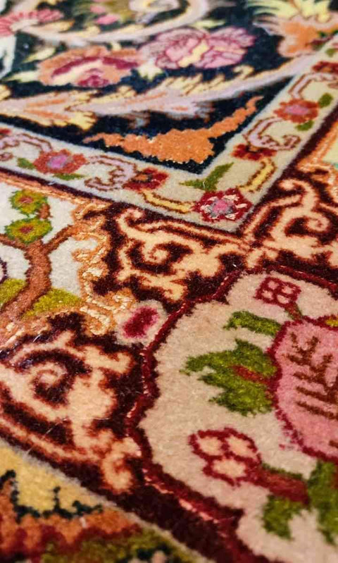 165 x 100 cm Fine Persian Tabriz Traditional Yellow Rug - Rugoutlet