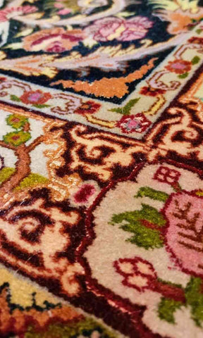 165 x 100 cm Fine Persian Tabriz Traditional Yellow Rug - Rugoutlet