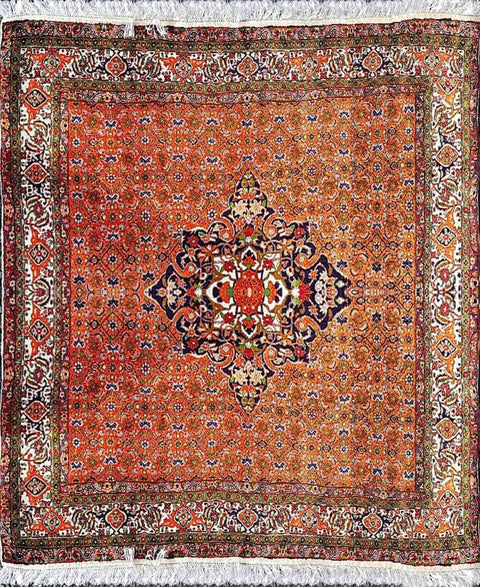 165 x 153 cm persian bijar Traditional Orange Rug - Rugoutlet