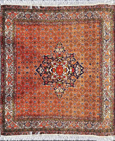 165 x 153 cm persian bijar Traditional Orange Rug - Rugoutlet