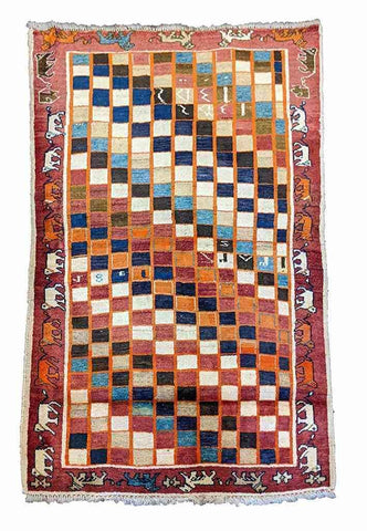 166 x 115 cm Persian Gabbeh Tribal Red Rug - Rugoutlet