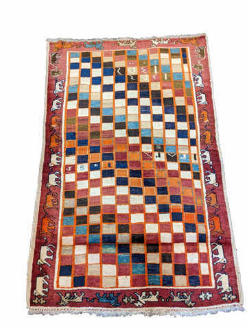 166 x 115 cm Persian Gabbeh Tribal Red Rug - Rugoutlet